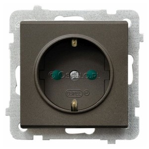 GP-1RSP/m/40 Gniazdo pojedyncze z uziemieniem Schuko i przesłonami torów prądowych 16A (Zaciski śrubowe) Czekoladowy Metalik Ospel Sonata - Widok z przodu