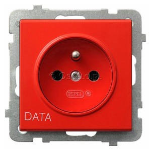 GP-1RZD/m/00 Gniazdo pojedyncze z uziemieniem DATA 16A (Zaciski śrubowe) Czerwony Ospel Sonata - Widok z przodu
