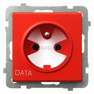 GP-1RZK/m/00 Gniazdo pojedyncze z uziemieniem DATA i kluczem uprawniającym 16A (Zaciski śrubowe) Czerwony Ospel Sonata - Widok z przodu