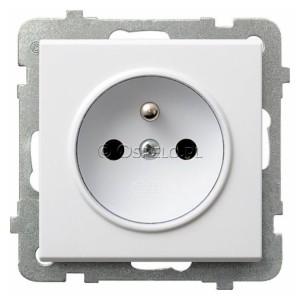 GP-1RZ/m/00 Gniazdo pojedyncze z uziemieniem 16A (Zaciski śrubowe) Biały Ospel Sonata - Widok z przodu