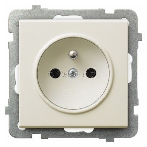 GP-1RZ/m/27 Gniazdo pojedyncze z uziemieniem 16A (Zaciski śrubowe) Ecru Ospel Sonata - Widok z przodu