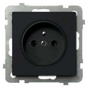 GP-1RZ/m/33 Gniazdo pojedyncze z uziemieniem 16A (Zaciski śrubowe) Czarny Metalik Ospel Sonata - Widok z przodu