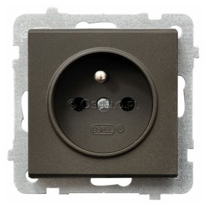 GP-1RZ/m/40 Gniazdo pojedyncze z uziemieniem 16A (Zaciski śrubowe) Czekoladowy Metalik Ospel Sonata - Widok z przodu