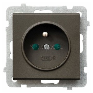 GP-1RZP/m/40 Gniazdo pojedyncze z uziemieniem i przesłonami torów prądowych 16A (Zaciski śrubowe) Czekoladowy Metalik Ospel Sonata - Widok z przodu