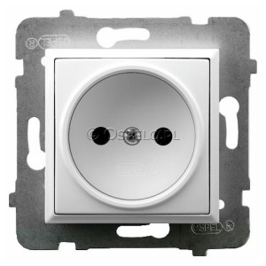 GP-1U/m/00 Gniazdo pojedyncze bez uziemienia 16A (Zaciski śrubowe) Biały Ospel Aria - Widok z przodu