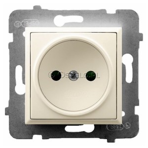 GP-1U/m/27 Gniazdo pojedyncze bez uziemienia 16A (Zaciski śrubowe) Ecru Ospel Aria - Widok z przodu