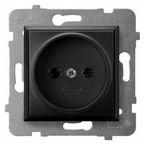 GP-1U/m/33 Gniazdo pojedyncze bez uziemienia 16A (Zaciski śrubowe) Czarny Metalik Ospel Aria - Widok z przodu