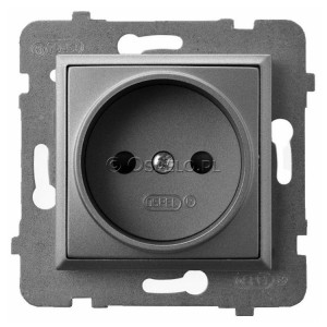 GP-1U/m/70 Gniazdo pojedyncze bez uziemienia 16A (Zaciski śrubowe) Szary Mat. Ospel Aria - Widok z przodu