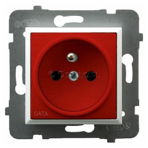 GP-1UZD/m/00/22 Gniazdo pojedyncze z uziemieniem DATA 16A (Zaciski śrubowe) Czerwony Ospel Aria - Widok z przodu