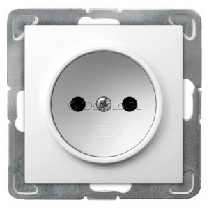GP-1Y/m/00 Gniazdo pojedyncze bez uziemienia 16A (Zaciski śrubowe) Biały Ospel Impresja - Widok z przodu