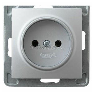 GP-1Y/m/18 Gniazdo pojedyncze bez uziemienia 16A (Zaciski śrubowe) Srebro Ospel Impresja - Widok z przodu