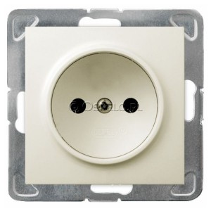 GP-1Y/m/27 Gniazdo pojedyncze bez uziemienia 16A (Zaciski śrubowe) Ecru Ospel Impresja - Widok z przodu