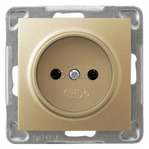 GP-1Y/m/28 Gniazdo pojedyncze bez uziemienia 16A (Zaciski śrubowe) Złoty Metalik Ospel Impresja - Widok z przodu