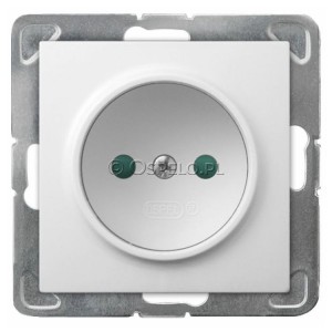 GP-1YP/m/00 Gniazdo pojedyncze bez uziemienia z przesłonami torów prądowych 16A (Zaciski śrubowe) Biały Ospel Impresja - Widok z przodu