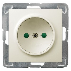 GP-1YP/m/27 Gniazdo pojedyncze bez uziemienia z przesłonami torów prądowych 16A (Zaciski śrubowe) Ecru Ospel Impresja - Widok z przodu