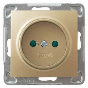 GP-1YP/m/28 Gniazdo pojedyncze bez uziemienia z przesłonami torów prądowych 16A (Zaciski śrubowe) Złoty Metalik Ospel Impresja - Widok z przodu