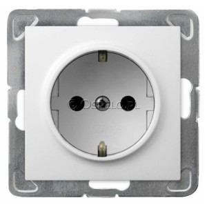 GP-1YS/m/00 Gniazdo pojedyncze z uziemieniem Schuko 16A (Zaciski śrubowe) Biały Ospel Impresja - Widok z przodu