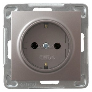 GP-1YS/m/23 Gniazdo pojedyncze z uziemieniem Schuko 16A (Zaciski śrubowe) Tytan Ospel Impresja - Widok z przodu