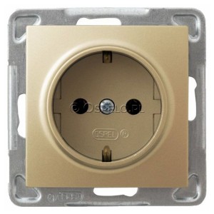 GP-1YS/m/28 Gniazdo pojedyncze z uziemieniem Schuko 16A (Zaciski śrubowe) Złoty Metalik Ospel Impresja - Widok z przodu