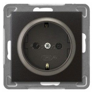 GP-1YS/m/50 Gniazdo pojedyncze z uziemieniem Schuko 16A (Zaciski śrubowe) Antracyt Ospel Impresja - Widok z przodu