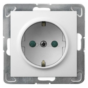 GP-1YSP/m/00 Gniazdo pojedyncze z uziemieniem Schuko i przesłonami torów prądowych 16A (Zaciski śrubowe) Biały Ospel Impresja - Widok z przodu