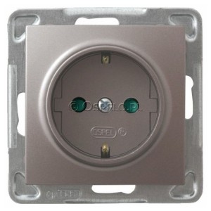 GP-1YSP/m/23 Gniazdo pojedyncze z uziemieniem Schuko i przesłonami torów prądowych 16A (Zaciski śrubowe) Tytan Ospel Impresja - Widok z przodu