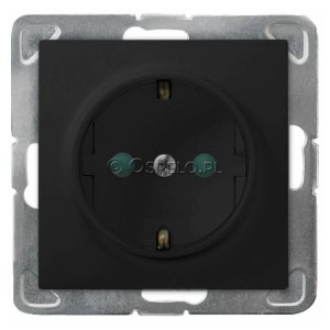 GP-1YSP/m/33 Gniazdo pojedyncze z uziemieniem Schuko i przesłonami torów prądowych 16A (Zaciski śrubowe) Czarny Metalik Ospel Impresja - Widok z przodu