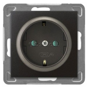 GP-1YSP/m/50 Gniazdo pojedyncze z uziemieniem Schuko i przesłonami torów prądowych 16A (Zaciski śrubowe) Antracyt Ospel Impresja - Widok z przodu