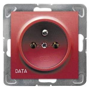 GP-1YZD/m/00 Gniazdo pojedyncze z uziemieniem DATA 16A (Zaciski śrubowe) Czerwony Ospel Impresja - Widok z przodu