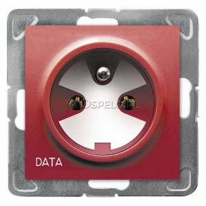 GP-1YZK/m/00 Gniazdo pojedyncze z uziemieniem DATA z kluczem uprawniającym 16A (Zaciski śrubowe) Czerwony Ospel Impresja - Widok z przodu