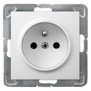 GP-1YZ/m/00 Gniazdo pojedyncze z uziemieniem 16A (Zaciski śrubowe) Biały Ospel Impresja - Widok z przodu