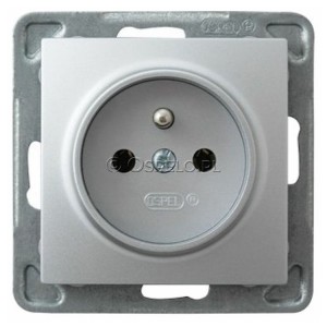 GP-1YZ/m/18 Gniazdo pojedyncze z uziemieniem 16A (Zaciski śrubowe) Srebro Ospel Impresja - Widok z przodu