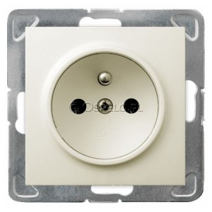 GP-1YZ/m/27 Gniazdo pojedyncze z uziemieniem 16A (Zaciski śrubowe) Ecru Ospel Impresja - Widok z przodu