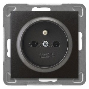 GP-1YZ/m/50 Gniazdo pojedyncze z uziemieniem 16A (Zaciski śrubowe) Antracyt Ospel Impresja - Widok z przodu