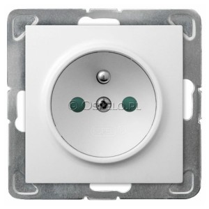 GP-1YZP/m/00 Gniazdo pojedyncze z uziemieniem i przesłonami torów prądowych 16A (Zaciski śrubowe) Biały Ospel Impresja - Widok z przodu