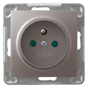 GP-1YZP/m/23 Gniazdo pojedyncze z uziemieniem i przesłonami torów prądowych 16A (Zaciski śrubowe) Tytan Ospel Impresja - Widok z przodu