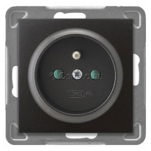 GP-1YZP/m/50 Gniazdo pojedyncze z uziemieniem i przesłonami torów prądowych 16A (Zaciski śrubowe) Antracyt Ospel Impresja - Widok z przodu