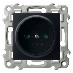 GP-1ZP/m/33 Gniazdo pojedyncze bez uziemienia z przesłonami torów prądowych 16A (Zaciski śrubowe) Czarny Metalik Ospel Szafir - Widok z przodu