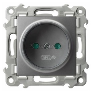 GP-1ZP/m/70 Gniazdo pojedyncze bez uziemienia z przesłonami torów prądowych 16A (Zaciski śrubowe) Szary Mat. Ospel Szafir - Widok z przodu