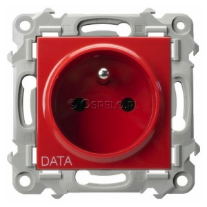 GP-1ZZD/m/00 Gniazdo pojedyncze z uziemieniem DATA 16A (Zaciski śrubowe) Czerwony Ospel Szafir - Widok z przodu