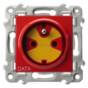 GP-1ZZK/m/00 Gniazdo pojedyncze z uziemieniem DATA i kluczem uprawniającym w zestawie 16A (Zaciski śrubowe) Czerwony Ospel Szafir - Widok z przodu