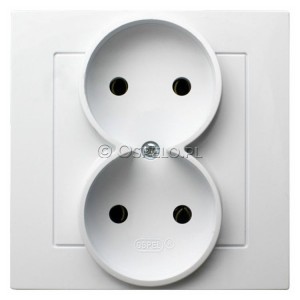 GP-2G/00 Gniazdo podwójne bez uziemienia, gniazdo kompletne, nie pasujące do ramek 16A (Zaciski śrubowe) Biały Ospel As - Widok z przodu
