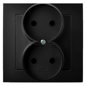 GP-2G/33 Gniazdo podwójne bez uziemienia, gniazdo kompletne, nie pasujące do ramek 16A (Zaciski śrubowe) Czarny Metalik Ospel As - Widok z przodu