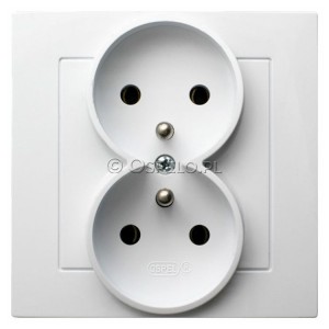 GP-2GZ/00 Gniazdo podwójne z uziemieniem, gniazdo kompletne, nie pasujące do ramek 16A (Zaciski śrubowe) Biały Ospel As - Widok z przodu