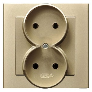 GP-2R/39 Gniazdo podwójne bez uziemienia, gniazdo kompletne, nie pasujące do ramek 16A (Zaciski śrubowe) Szampański Złoty Ospel Sonata - Widok z przodu