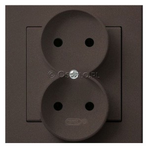 GP-2R/40 Gniazdo podwójne bez uziemienia, gniazdo kompletne, nie pasujące do ramek 16A (Zaciski śrubowe) Czekoladowy Metalik Ospel Sonata - Widok z przodu