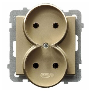 GP-2RR/m/39 Gniazdo podwójne 16A (Zaciski śrubowe) Szampański Złoty Ospel Sonata - Widok z przodu