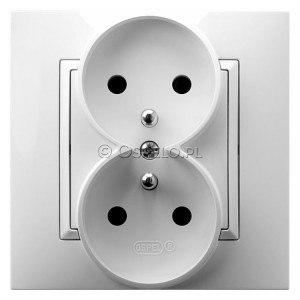 GP-2UZ/00 Gniazdo podwójne z uziemieniem, gniazdo kompletne, nie pasujące do ramek 16A (Zaciski śrubowe) Biały Ospel Aria - Widok z przodu