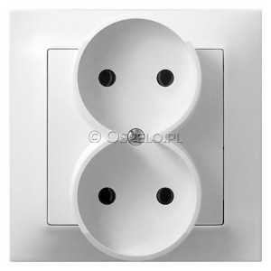 GP-2Y/00 Gniazdo podwójne bez uziemienia, gniazdo kompletne, nie pasujące do ramek 16A (Zaciski śrubowe) Biały Ospel Impresja - Widok z przodu