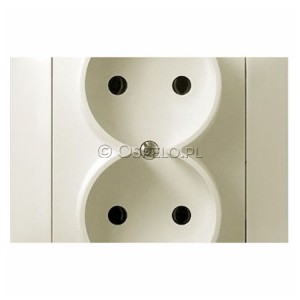 GP-2Y/27 Gniazdo podwójne bez uziemienia, gniazdo kompletne, nie pasujące do ramek 16A (Zaciski śrubowe) Ecru Ospel Impresja - Widok z przodu